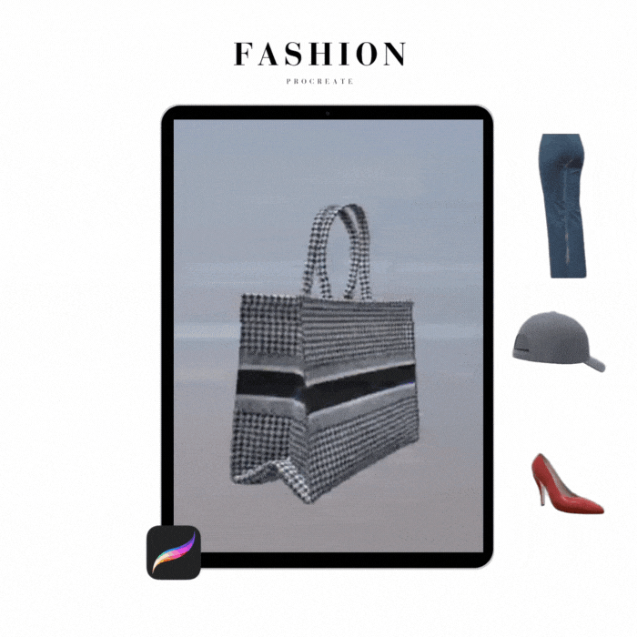 Before and after 3D fashion design with Procreate models