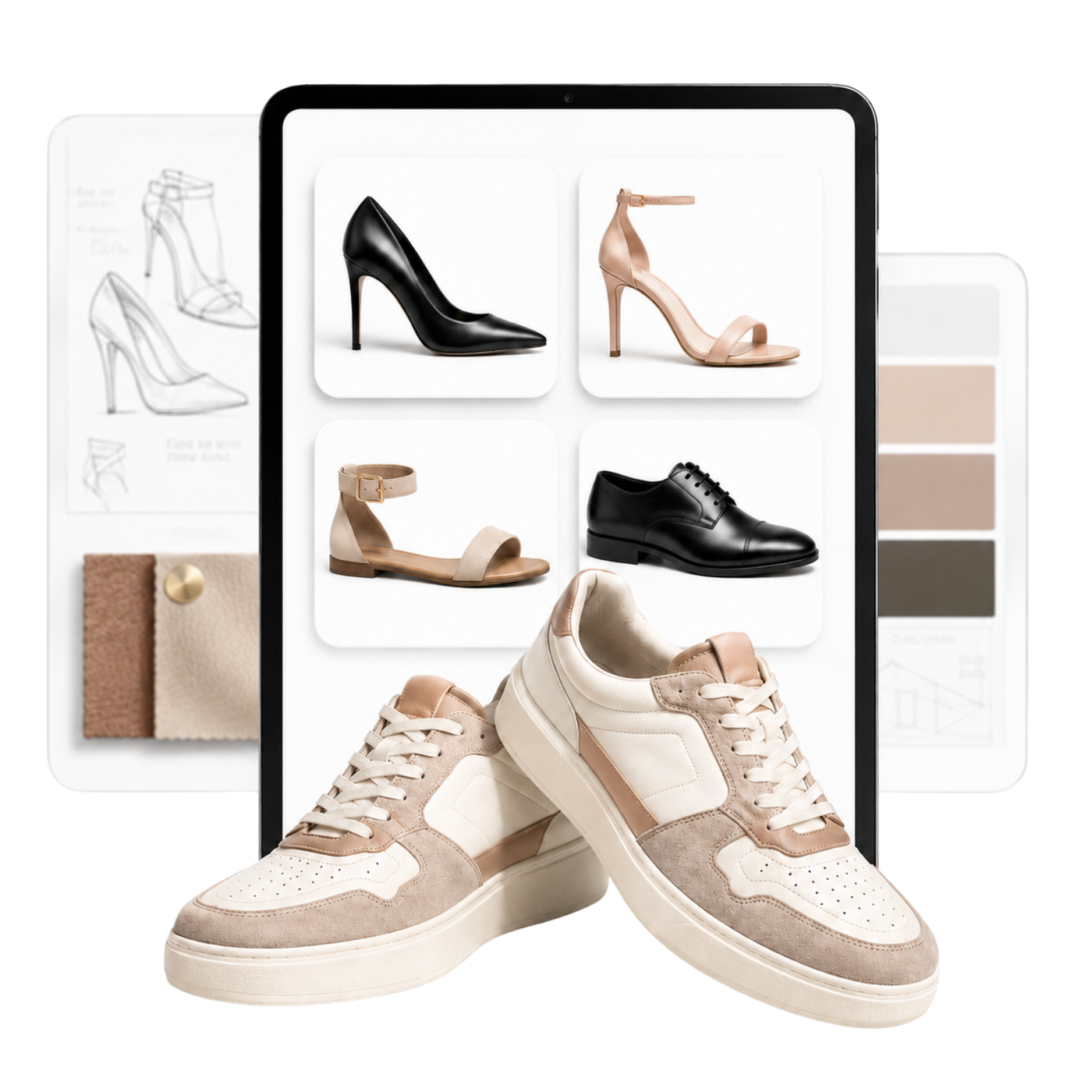 Procreate shoe design templates for fashion illustration with sneakers, heels, sandals, and footwear sketches